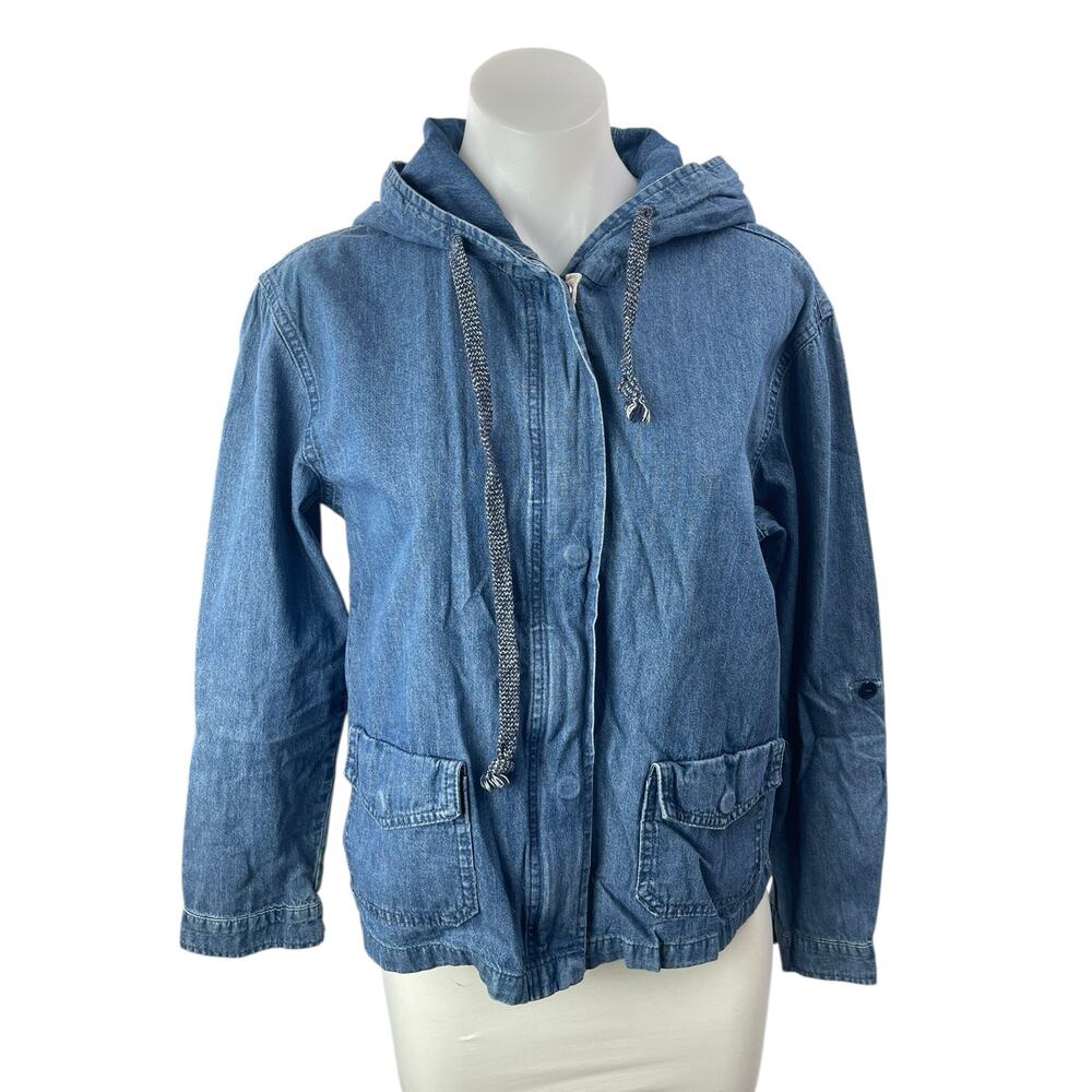 Denim Hooded Utility Jacket - Light Blue